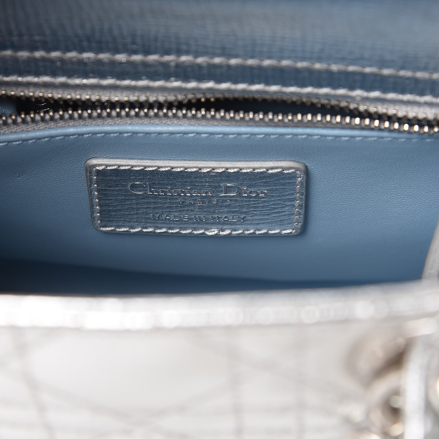 Christian Dior Metallic Grained Calfskin Cannage Small Lucky Badges My Lady Dior Silver 6 of 10