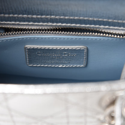 Christian Dior Metallic Grained Calfskin Cannage Small Lucky Badges My Lady Dior Silver 6 of 10