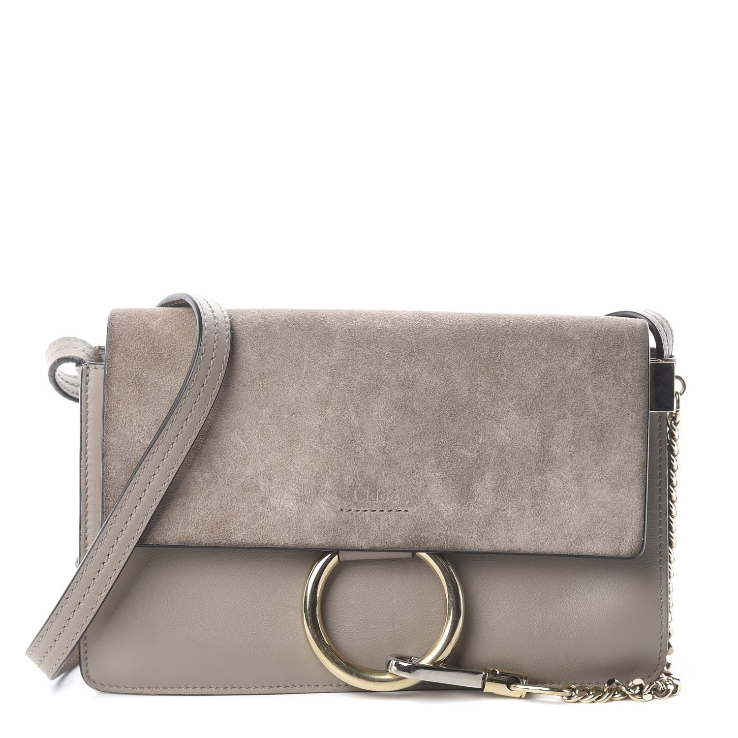 Chloe Suede Calfskin Small Faye Shoulder Bag Motty Grey 1 of 7