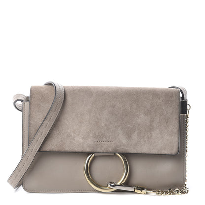 Chloe Suede Calfskin Small Faye Shoulder Bag Motty Grey 1 of 7
