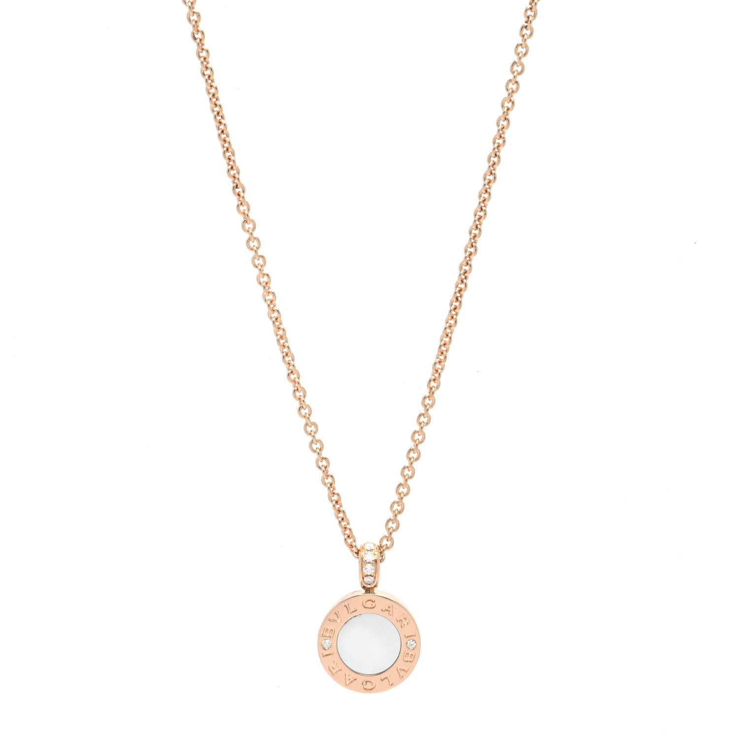 Bulgari 18K Rose Gold Diamond Black Onyx Mother of Pearl BVLGARI BVLGARI Pendant Necklace 4 of 7