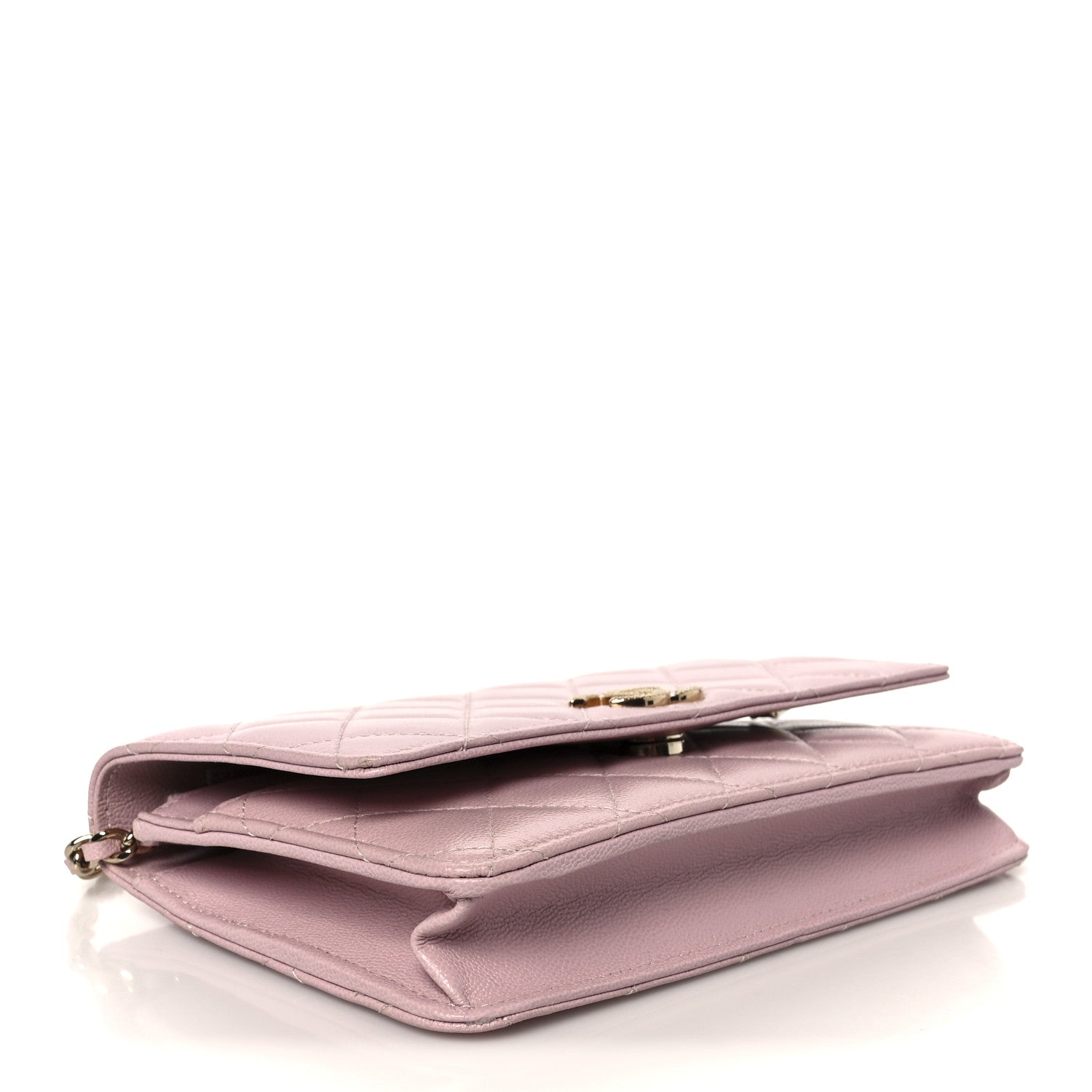 Chanel Caviar Quilted Studded CC Wallet on Chain WOC Light Pink 4 of 11