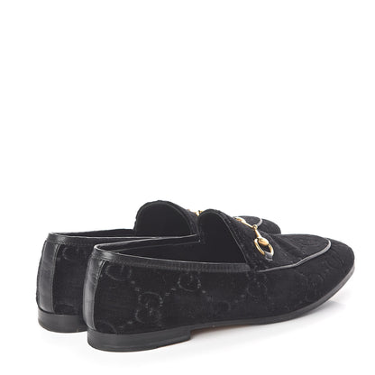 Gucci Velvet GG Monogram Horsebit Womens Jordaan Loafers 37 Black 4 of 7