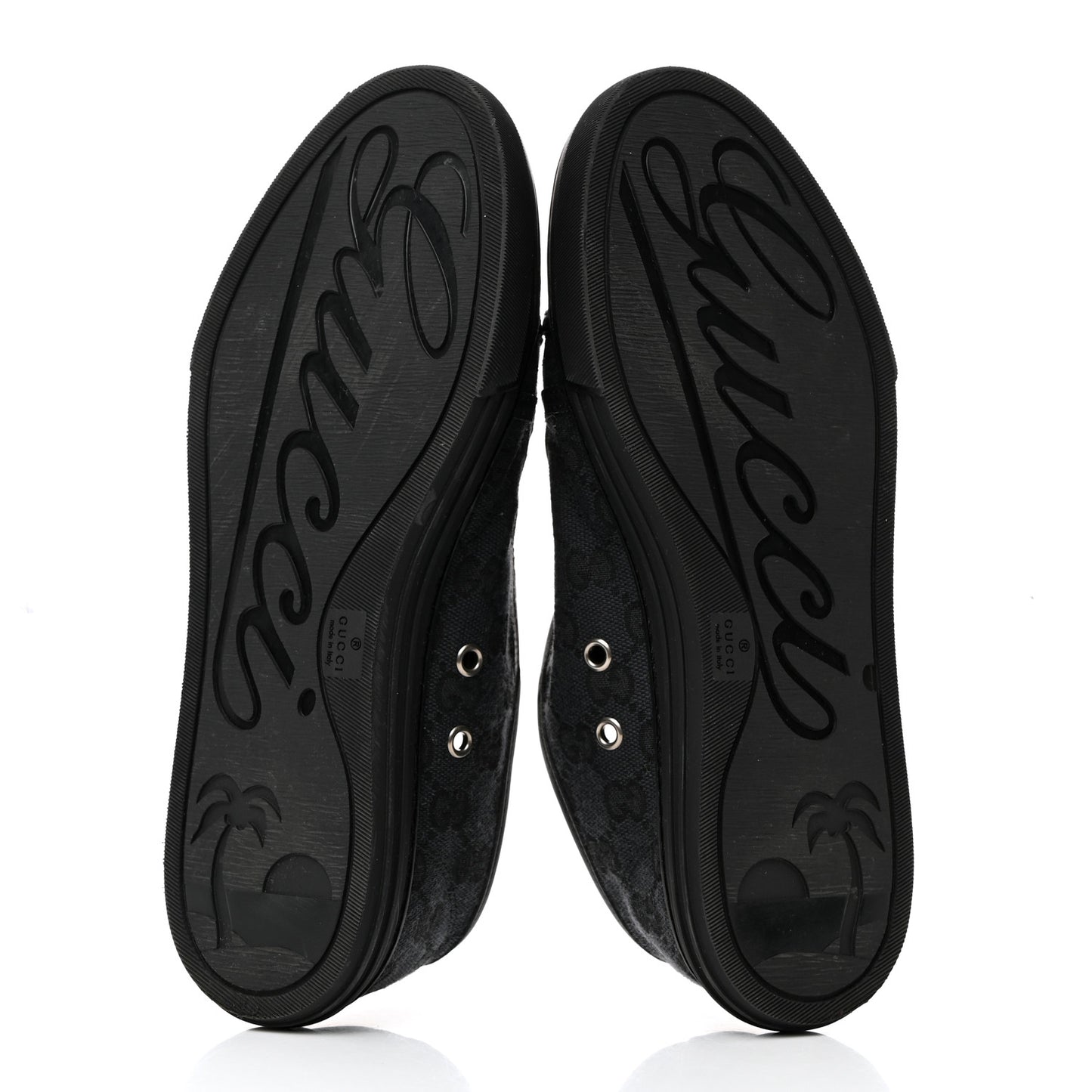 GG Monogram Calfskin Womens Low Top Sneakers 37.5 Piombo Black