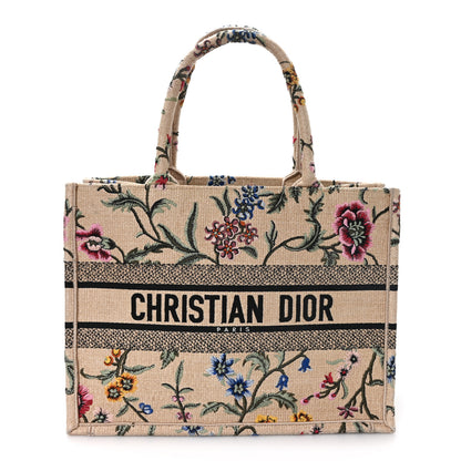 Christian Dior Raffia Embroidered Petites Fleurs Medium Book Tote Natural 1 of 12