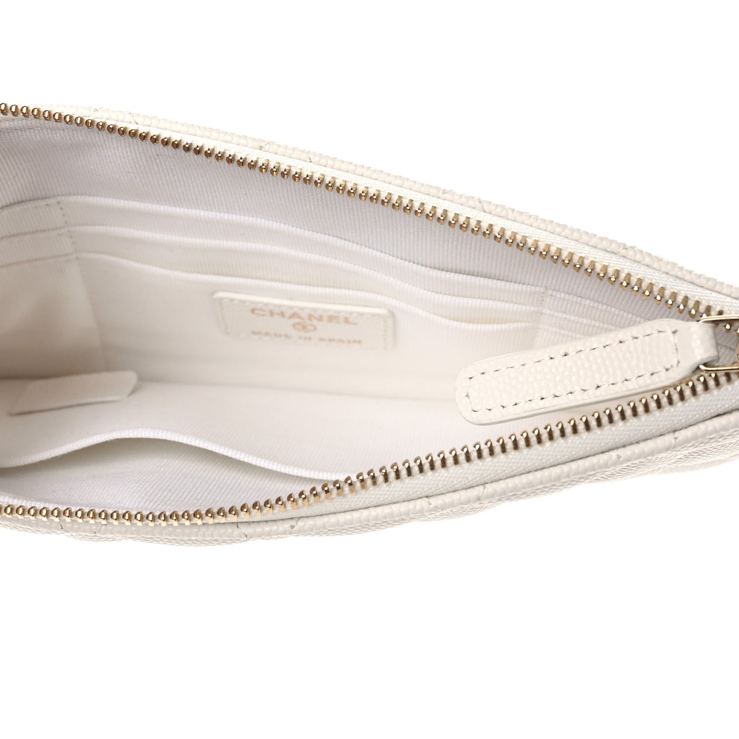 Caviar Quilted Cosmetic Case White