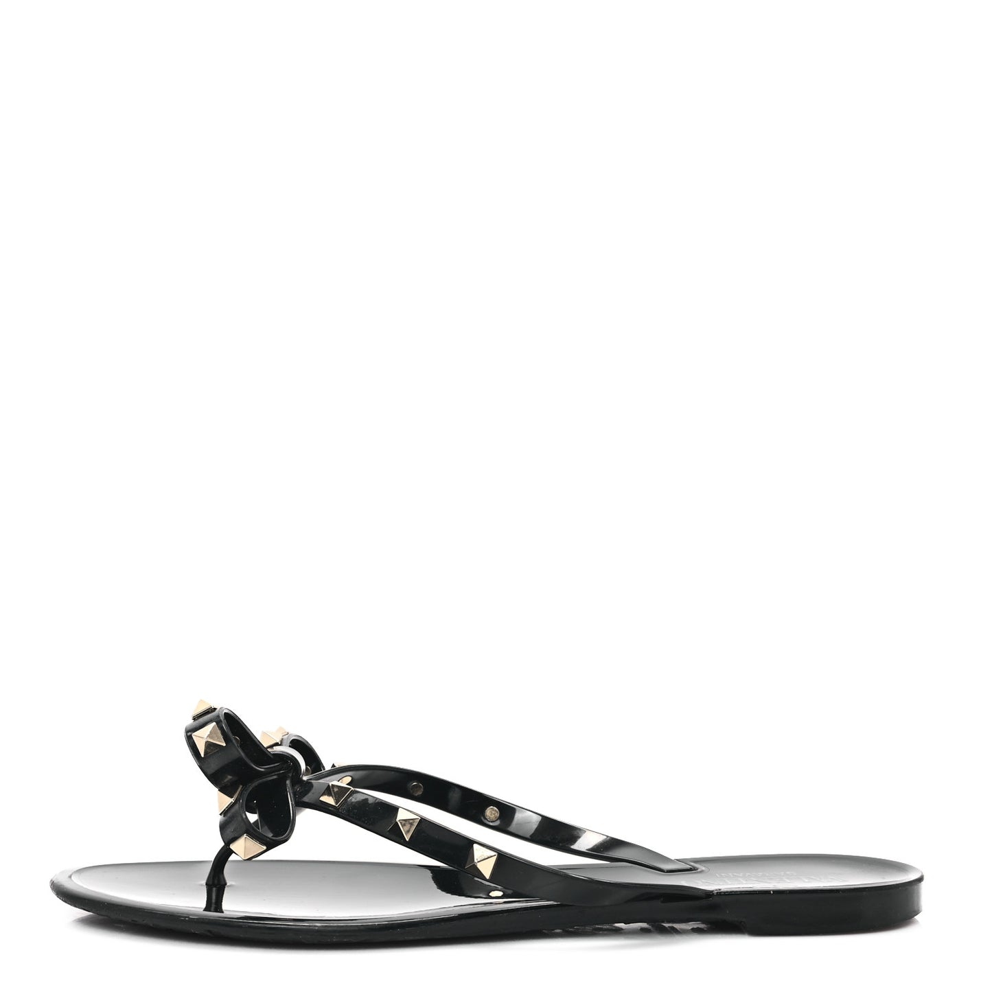 PVC Jelly Rockstud Bow Thong Sandals 40 Black