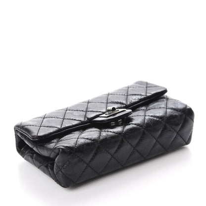Chanel Glazed Calfskin Quilted 2.55 Reissue Flap Belt Bag Clutch 85 34 Black 4 of 10