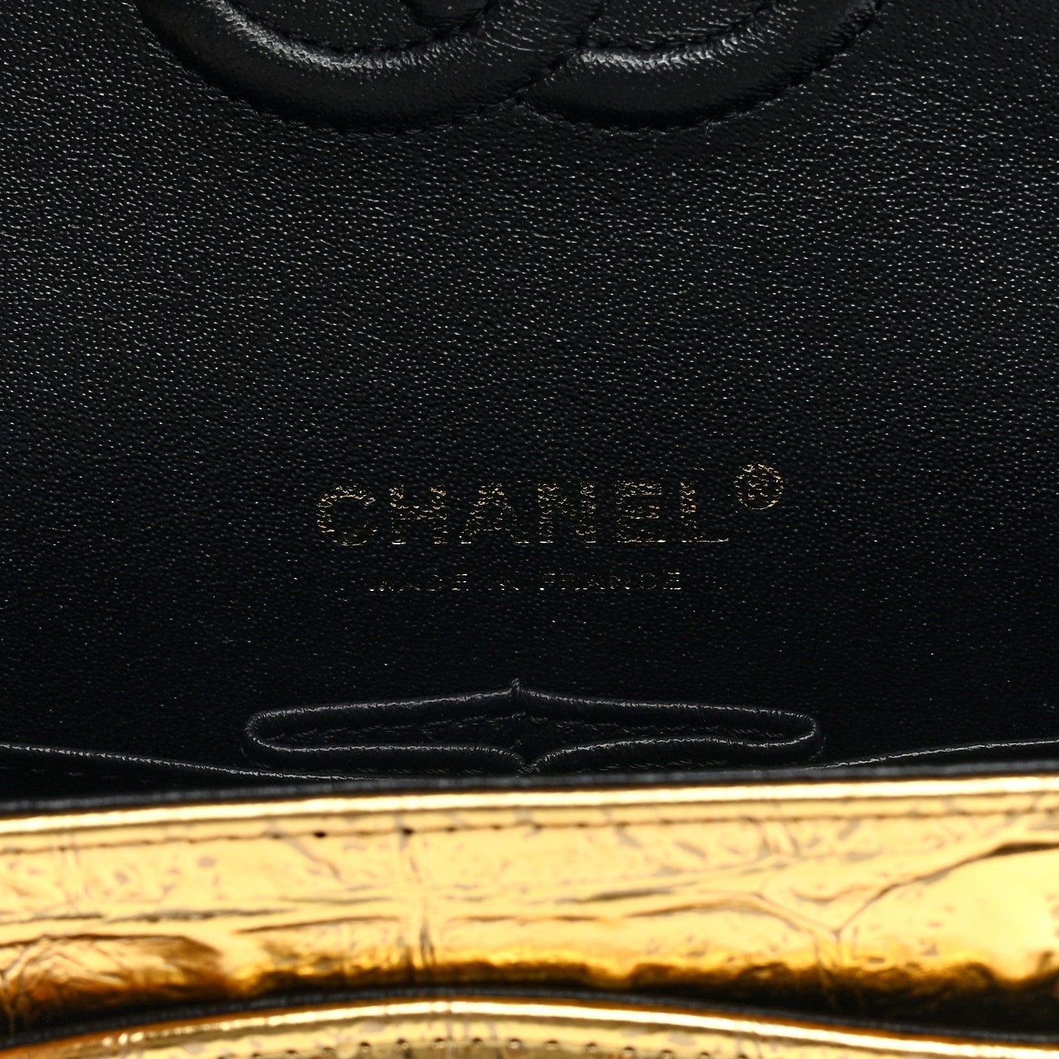 Chanel Metallic Calfskin Crocodile Embossed Cocodile Small Double Flap  Gold 6 of 10
