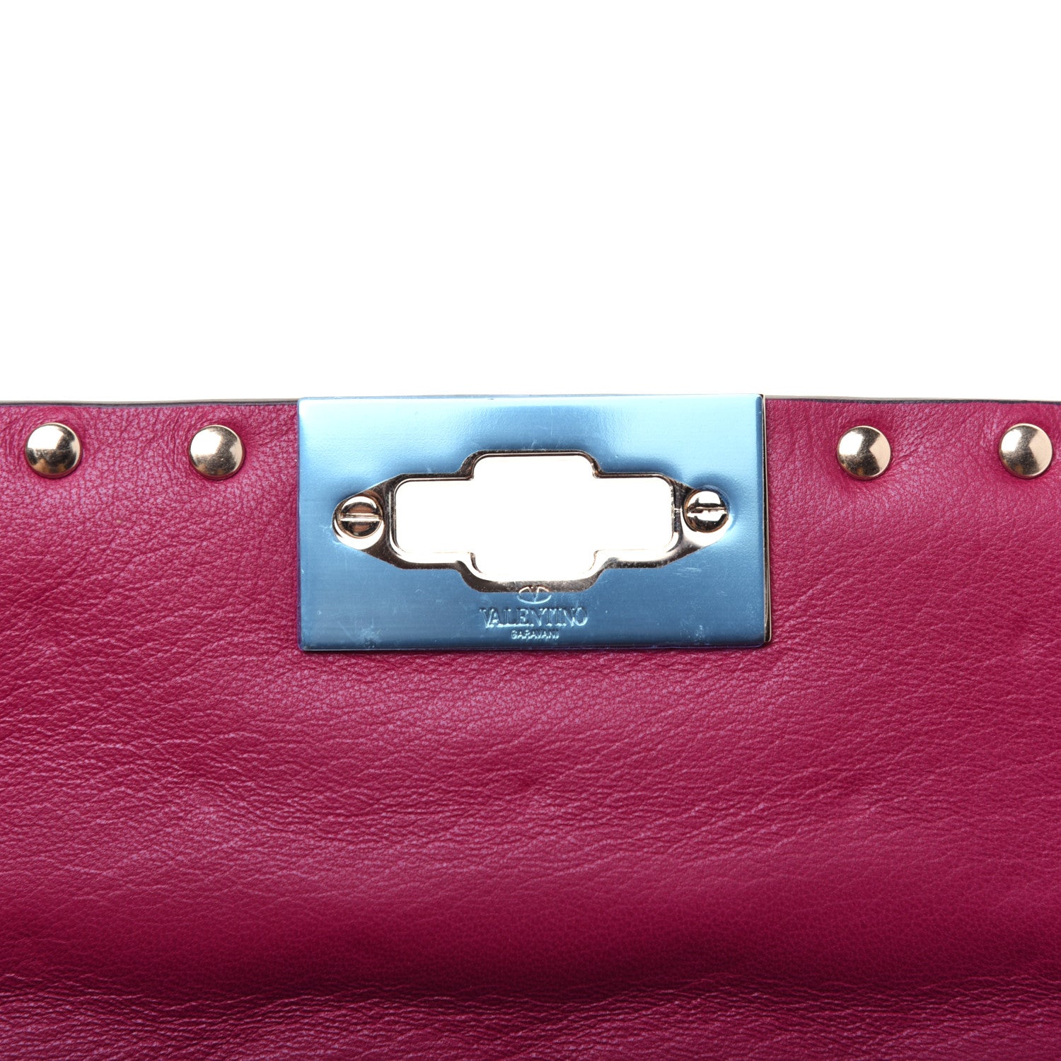 Valentino Garavani Nappa Rockstud Spike Wallet on Chain Raspberry 9 of 13