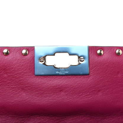 Valentino Garavani Nappa Rockstud Spike Wallet on Chain Raspberry 9 of 13