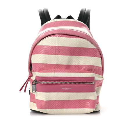 Saint Laurent Snakeskin Striped City Backpack Pink White 1 of 12