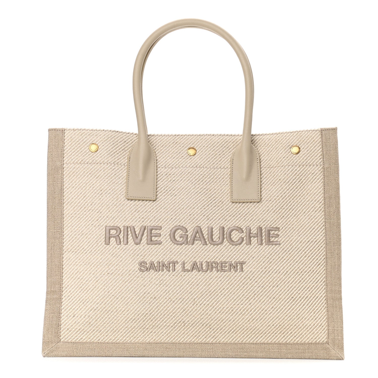 Saint Laurent Linen Calfskin Small Rive Gauche Tote Beige Sea Salt 1 of 11