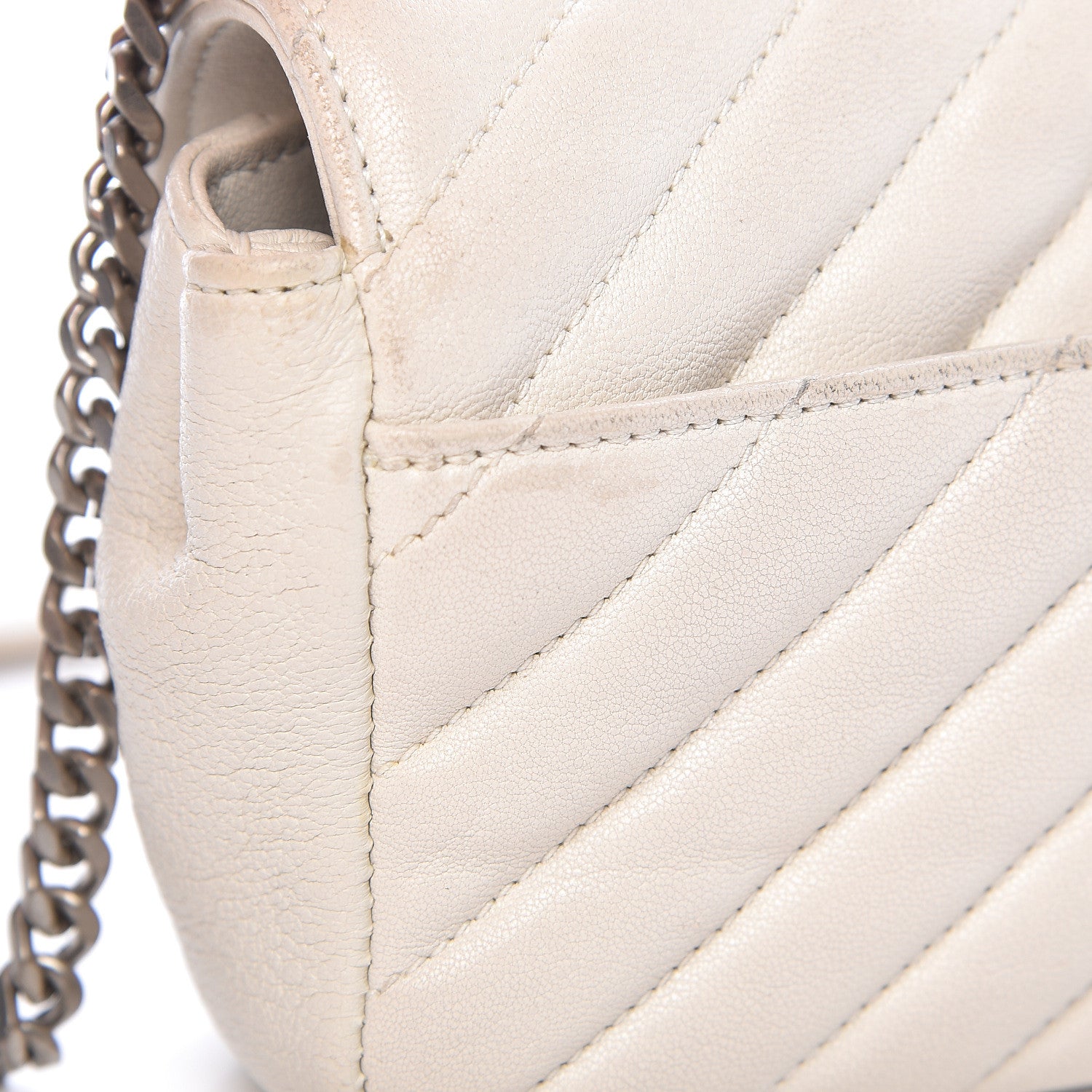 Saint Laurent Sheepskin Matelasse Monogram Classic Baby Chain Bag White 10 of 21