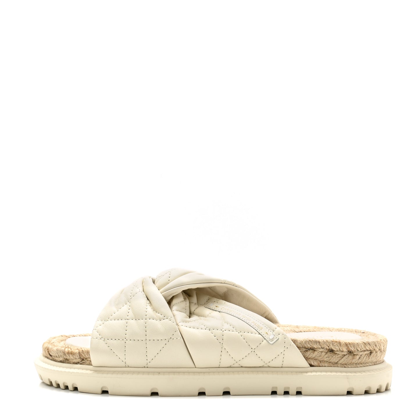 Calfskin Cannage Dtwist Espadrille Platform Sandals 39 White