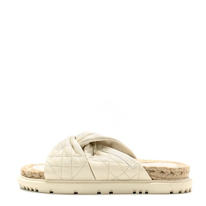 Christian Dior Calfskin Cannage Dtwist Espadrille Platform Sandals 39 White 1 of 9