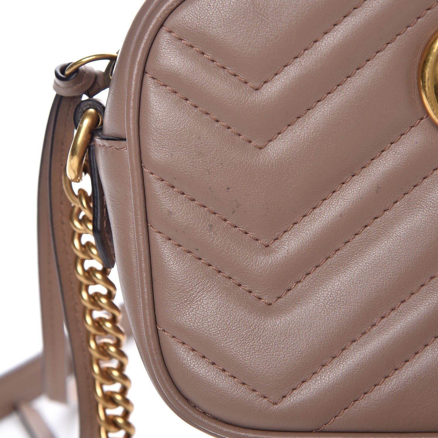 Gucci Calfskin Matelasse Mini GG Marmont Chain Shoulder Bag Nude 8 of 8