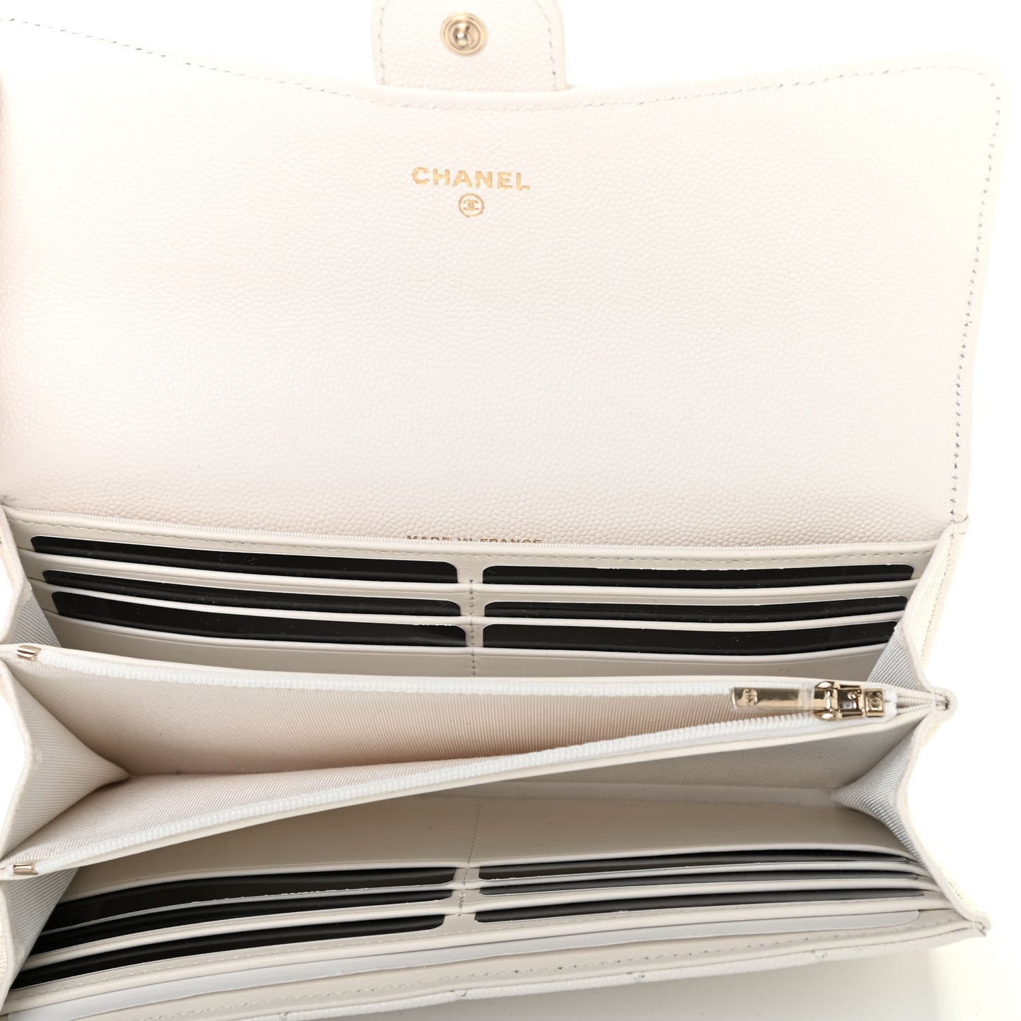 Caviar Quilted Large Flap Wallet White