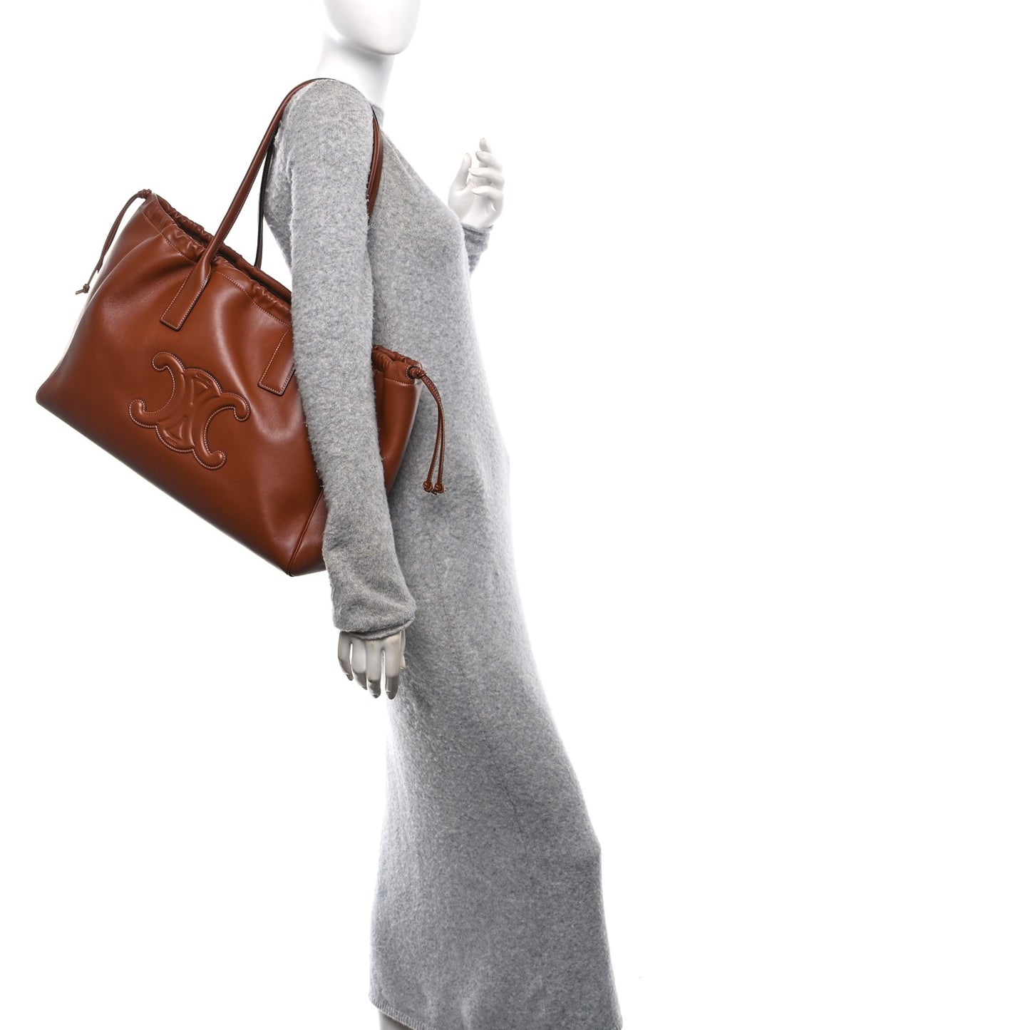 Smooth Calfskin Cuir Triomphe Cabas Drawstring Tan