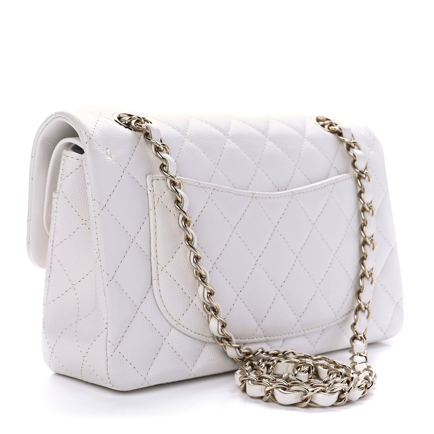 Caviar Quilted Small Double Flap White