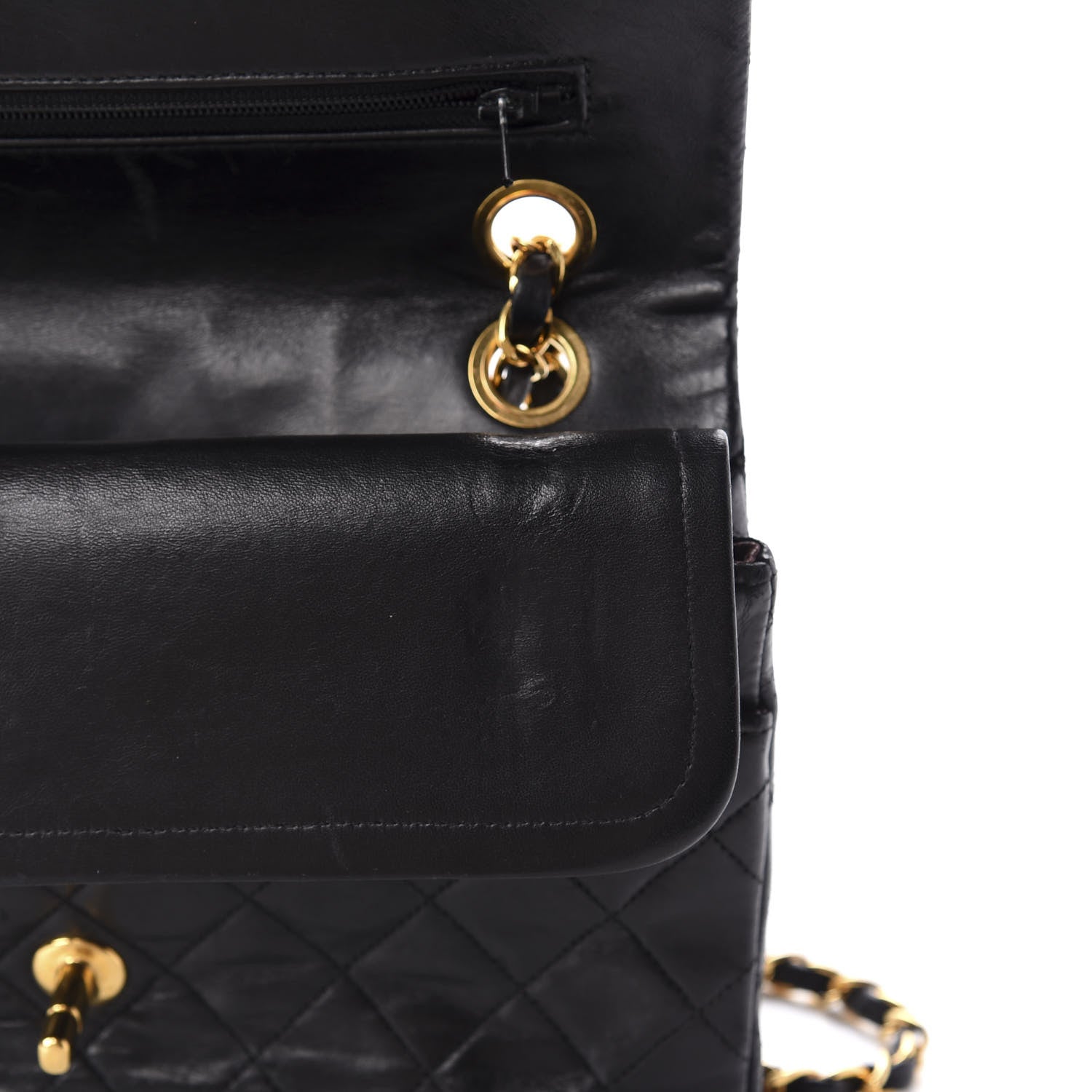 Chanel Lambskin Quilted Medium Double Flap Black 15 of 16