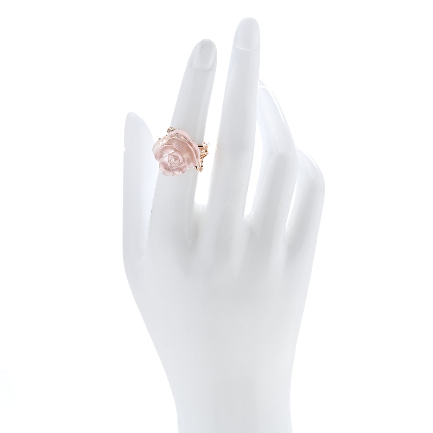 Christian Dior 18K Pink Gold Diamond Rose Quartz Dior Pre Catelan Ring 50 5.25 2 of 6