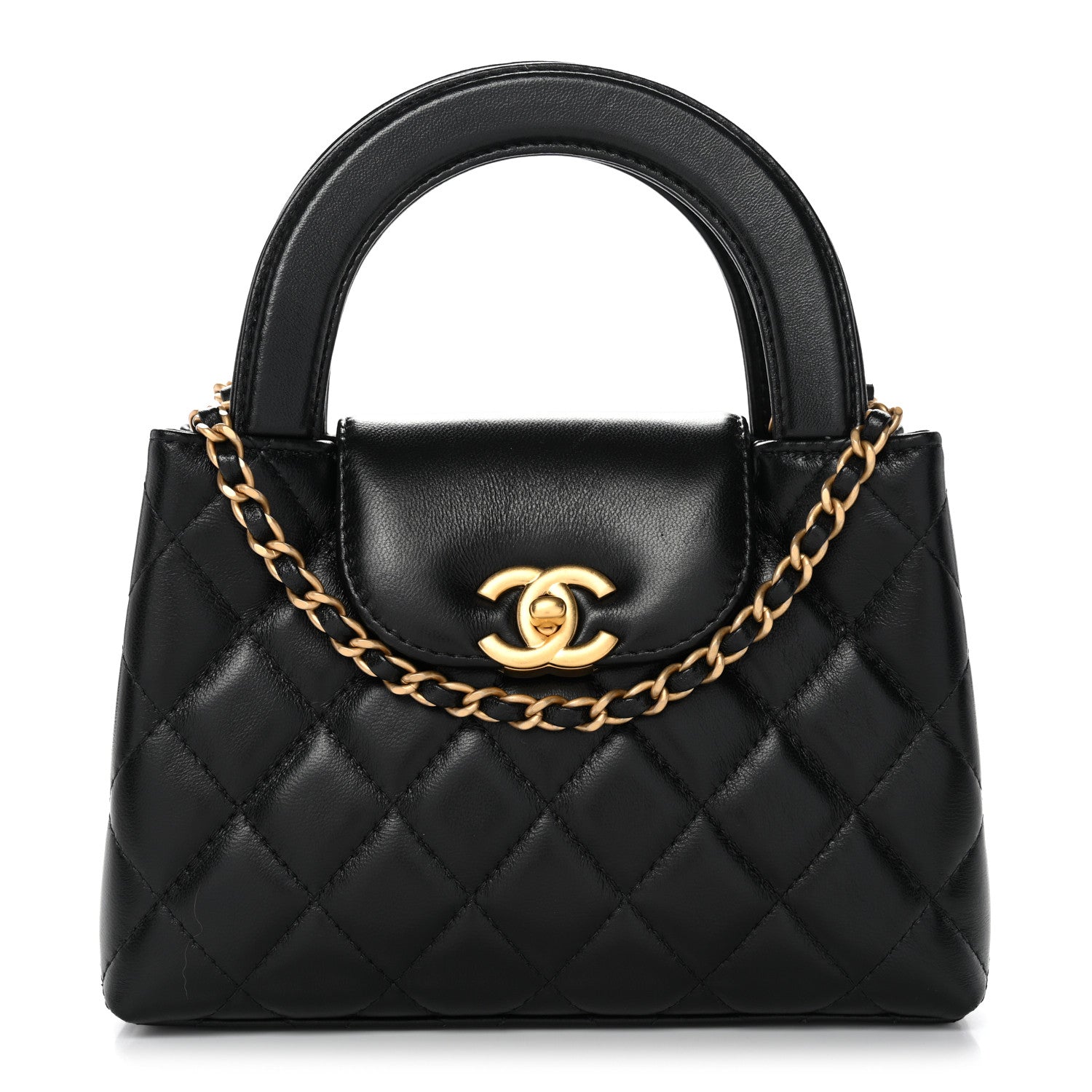 Chanel Shiny Aged Calfskin Quilted Nano Kelly Shopper Black 1 of 10