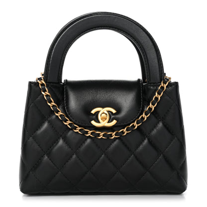 Chanel Shiny Aged Calfskin Quilted Nano Kelly Shopper Black 1 of 10