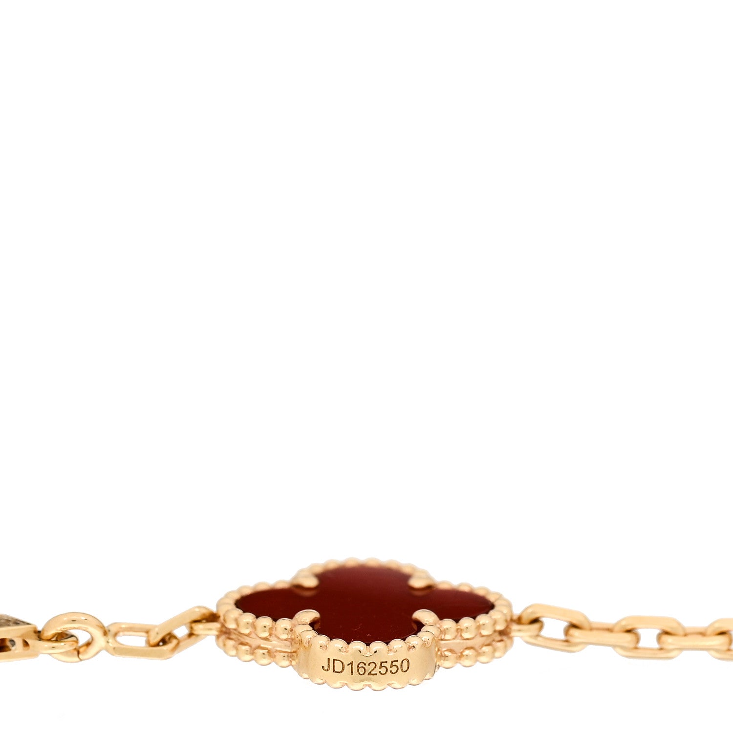 Van Cleef & Arpels 18K Yellow Gold Carnelian 5 Motifs Vintage Alhambra Bracelet 4 of 5