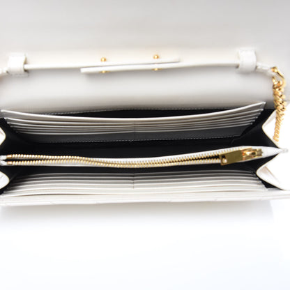 Saint Laurent Grain De Poudre Matelasse Chevron Monogram Chain Wallet Porcellana 5 of 13