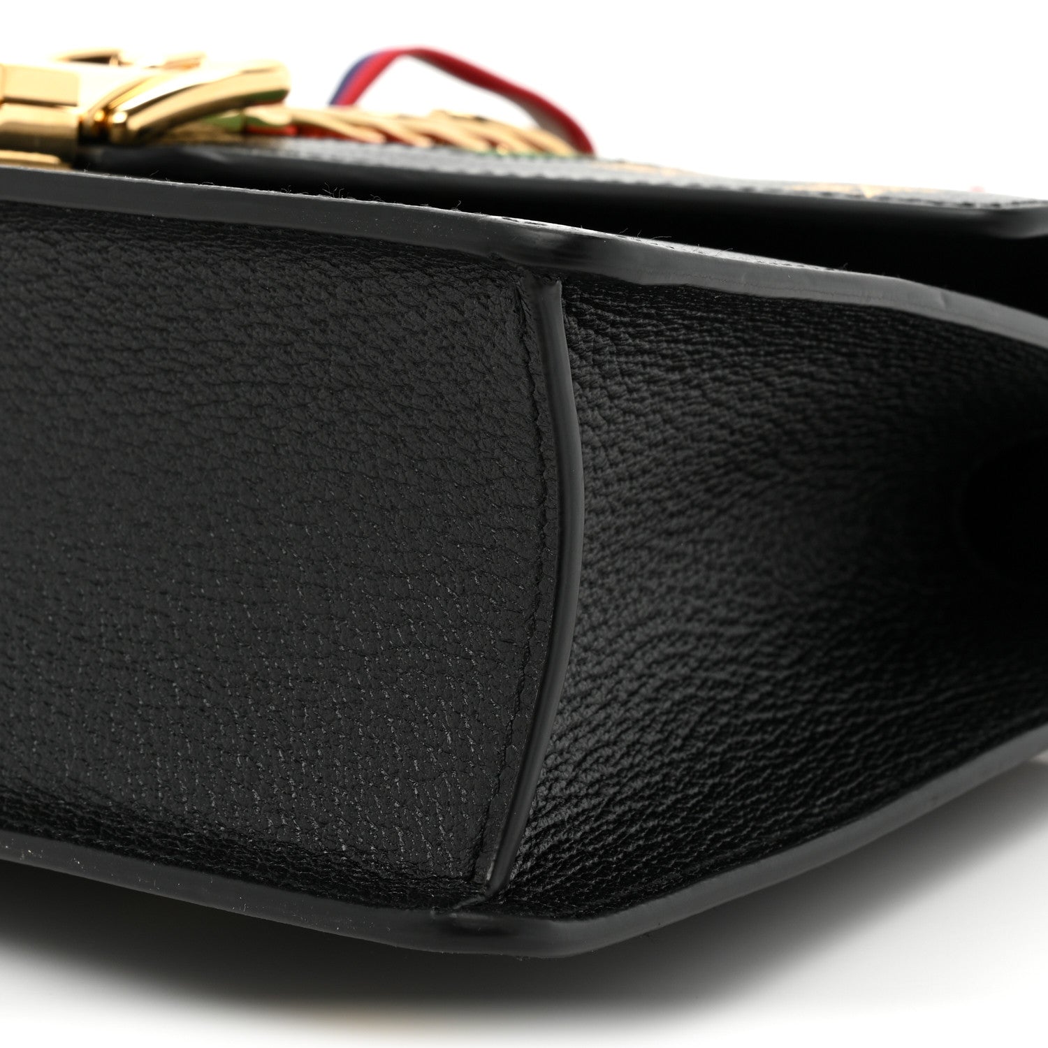 Gucci Textured Calfskin Bee Star Print Small Sylvie Shoulder Bag Black 8 of 9