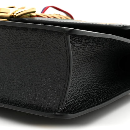 Gucci Textured Calfskin Bee Star Print Small Sylvie Shoulder Bag Black 8 of 9