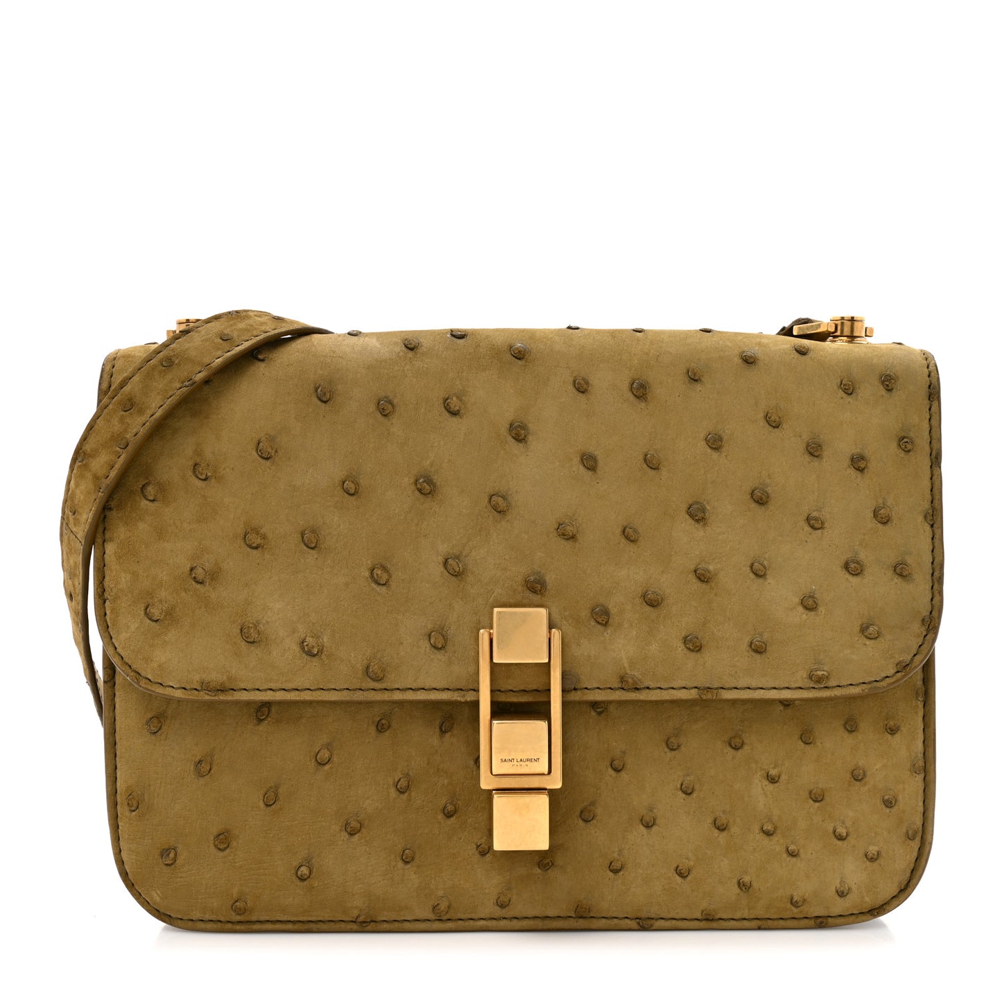 Ostrich Carre Satchel Green