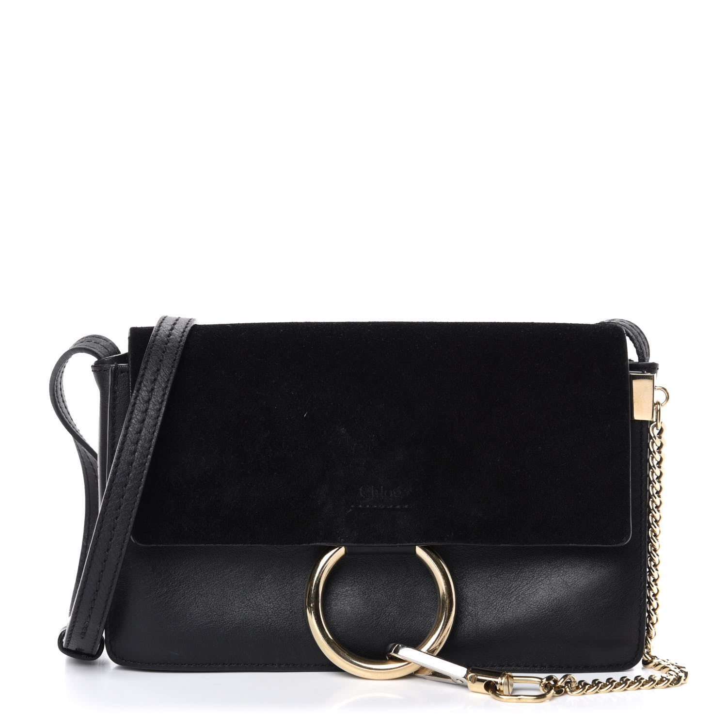 Chloe Suede Calfskin Small Faye Shoulder Bag Black 1 of 9