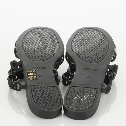 Hermes Rubber Chaine d'Ancre Nude Sandals 38 Black 5 of 7