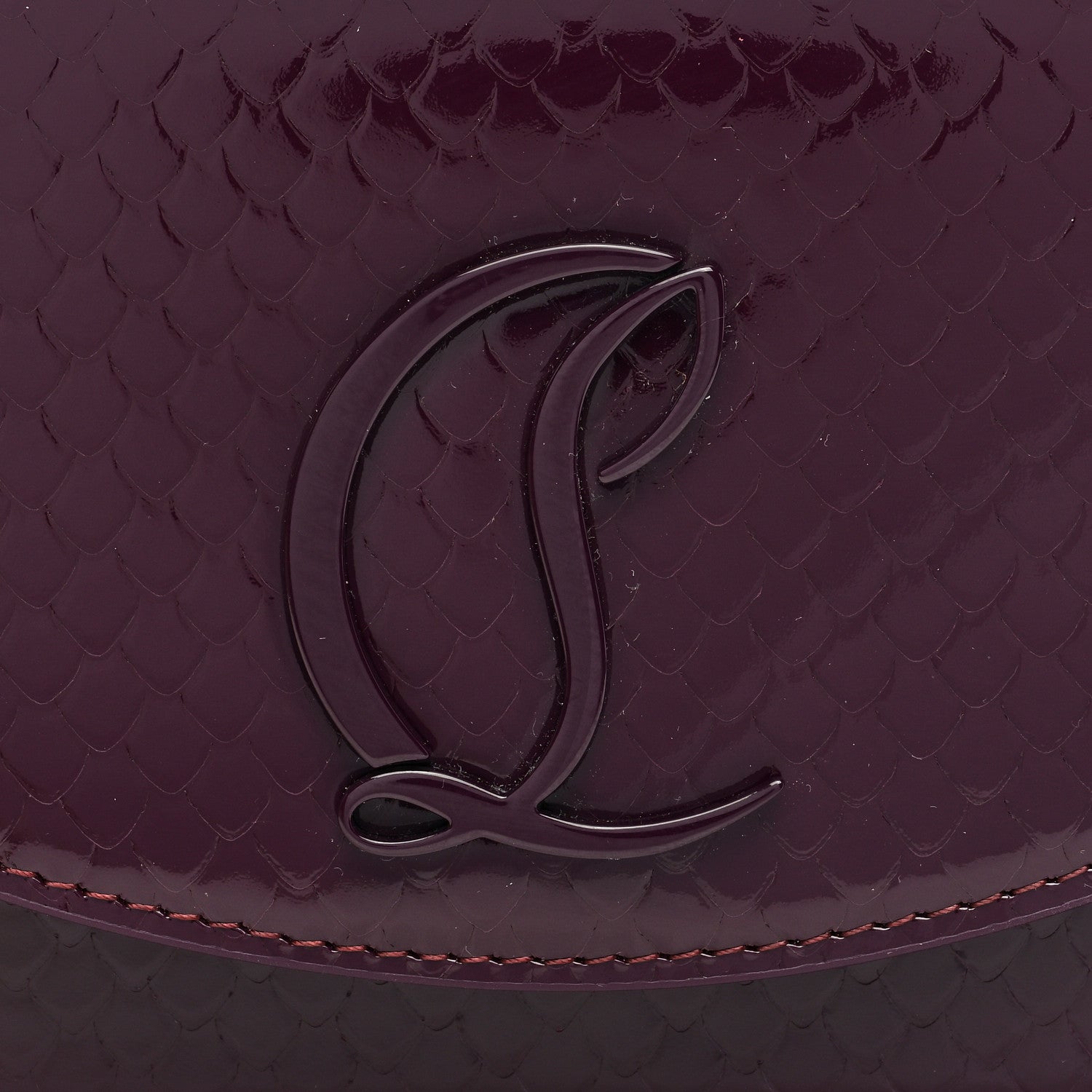 Christian Louboutin Patent Birdy Snakeskin Embossed Loubi54 Crossbody Clutch Merlot 7 of 10