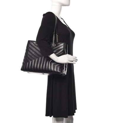 Saint Laurent Calfskin Y Quilted Monogram Large Loulou Shopper Black 2 of 9