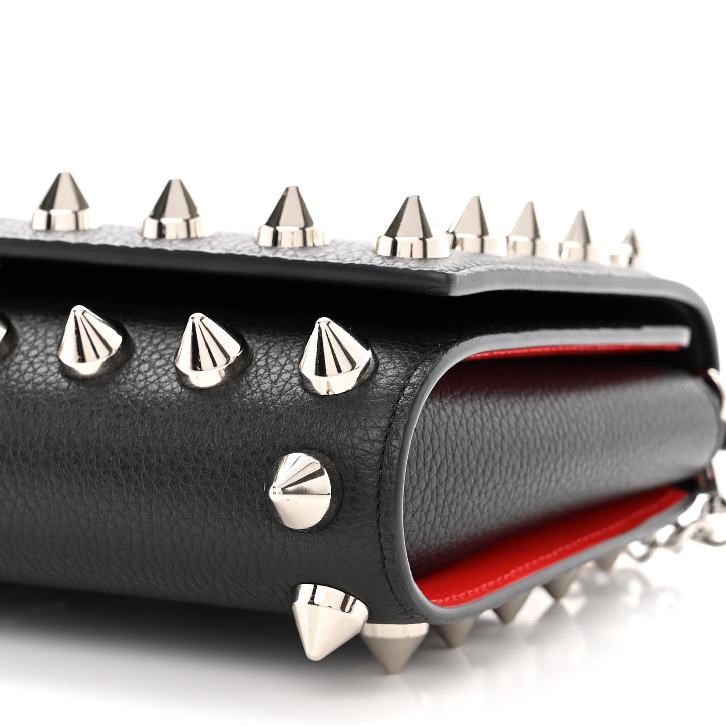 Calfskin Empire Maxi Spikes Paloma Clutch Black