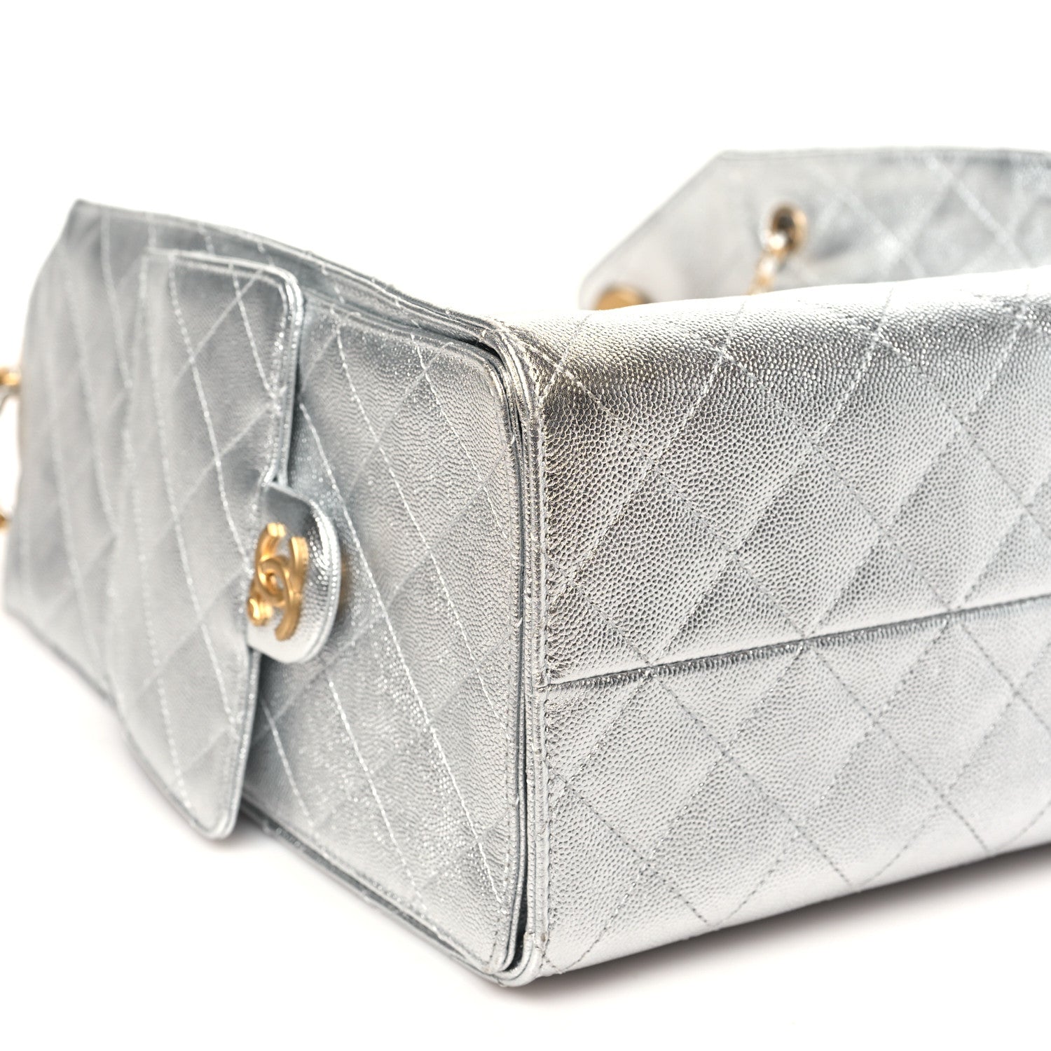 Chanel Metallic Caviar Quilted Medium Chanel 25 Handbag Silver