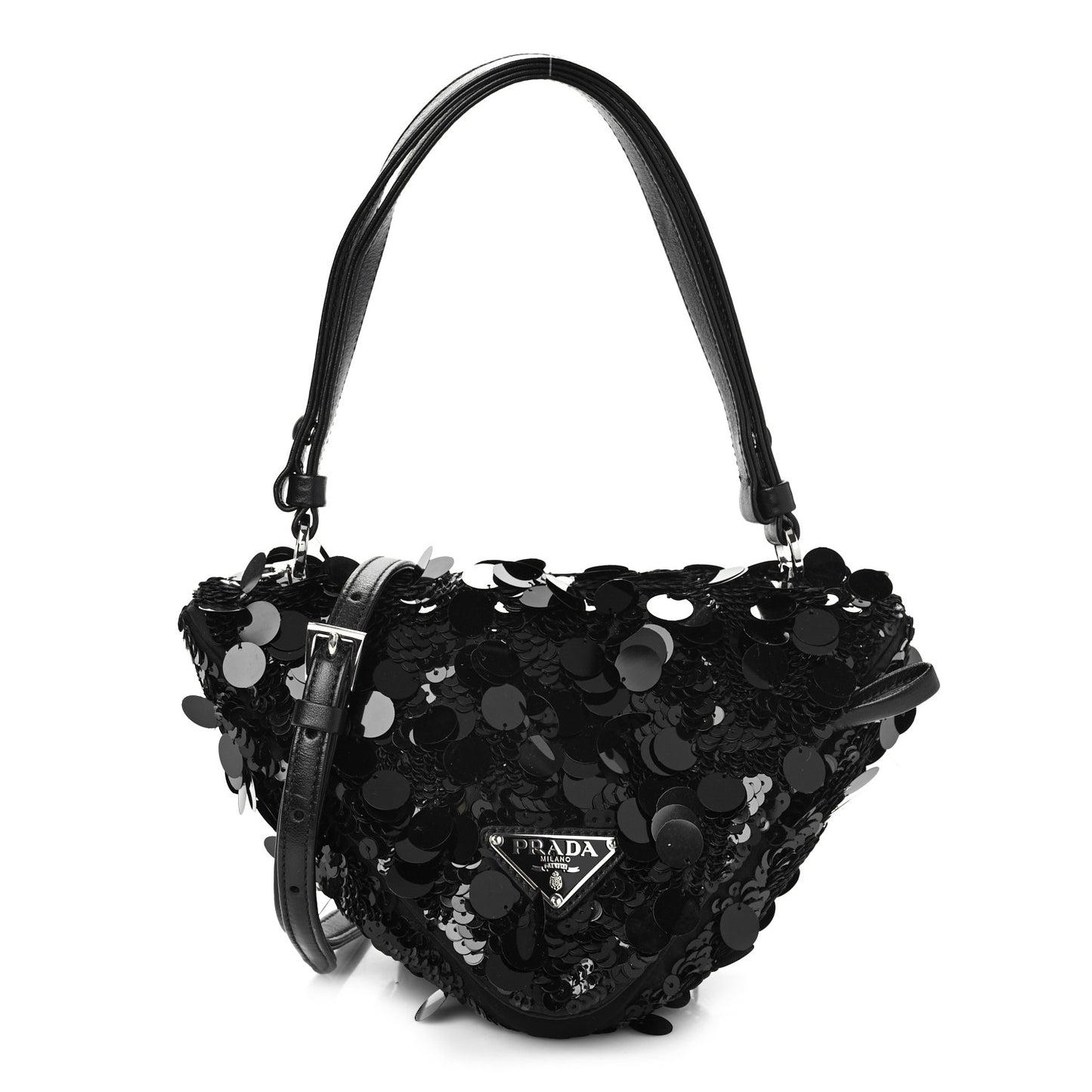 Paillettes Vitello Triangle Crossbody Black