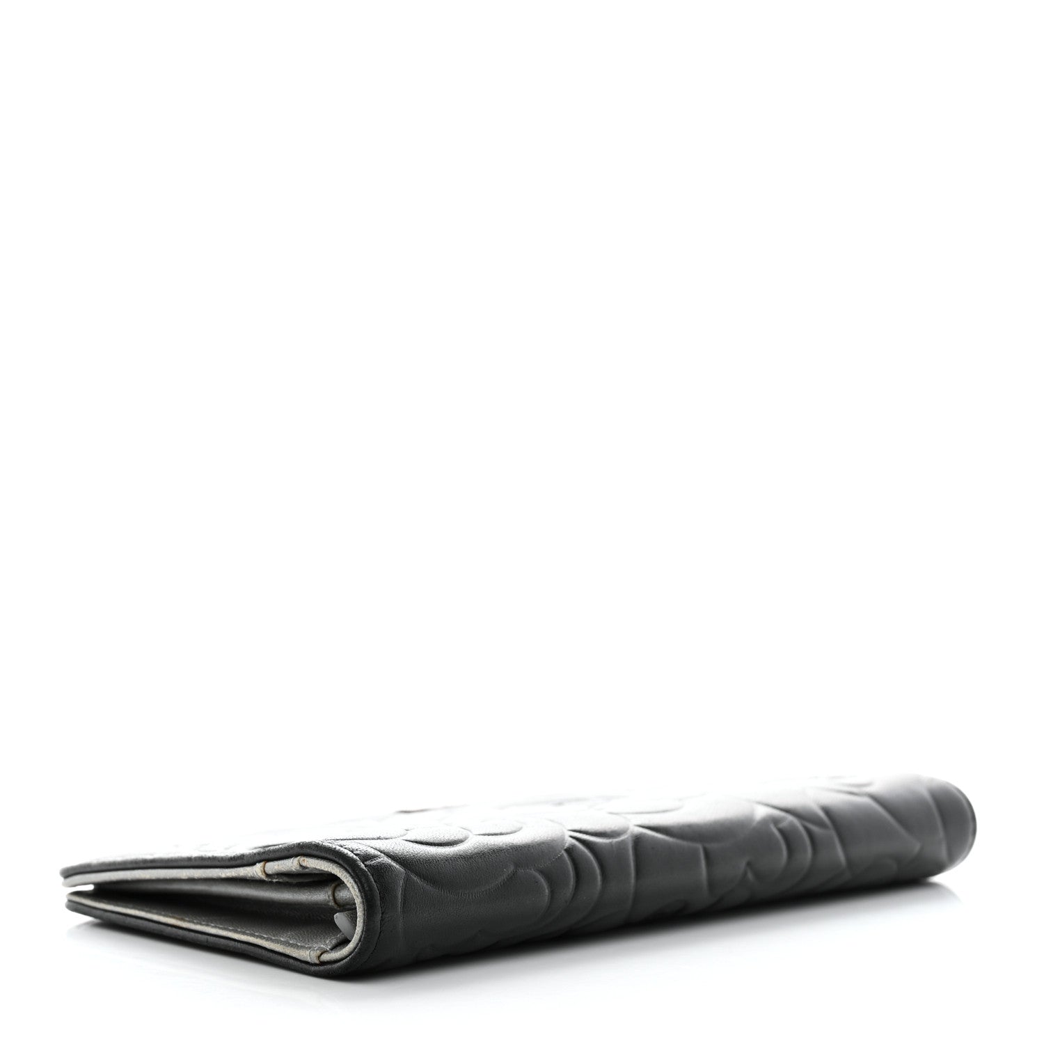 Chanel Lambskin Camellia Embossed Yen Wallet Black 4 of 13