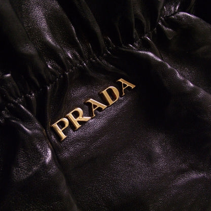 Prada Nappa Leather Gathered Bow Brown 6 of 10