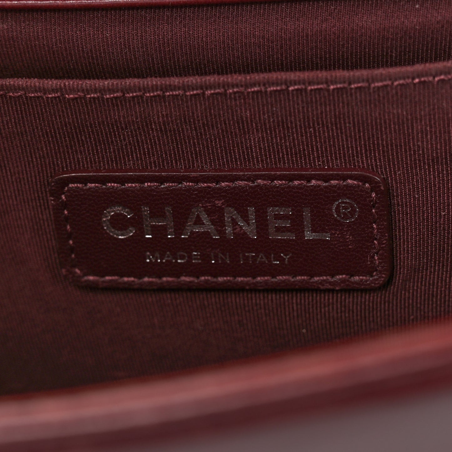 Glazed Calfskin Quilted Medium Boy Chained Flap Bordeaux