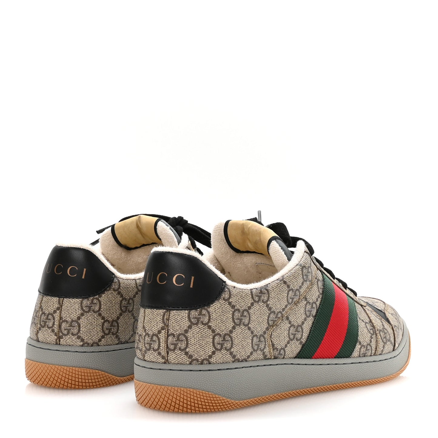 GG Supereme Monogram Miro Soft Calfskin Web Mens Screener Sneakers 9 Beige Ebony Black New Platinum