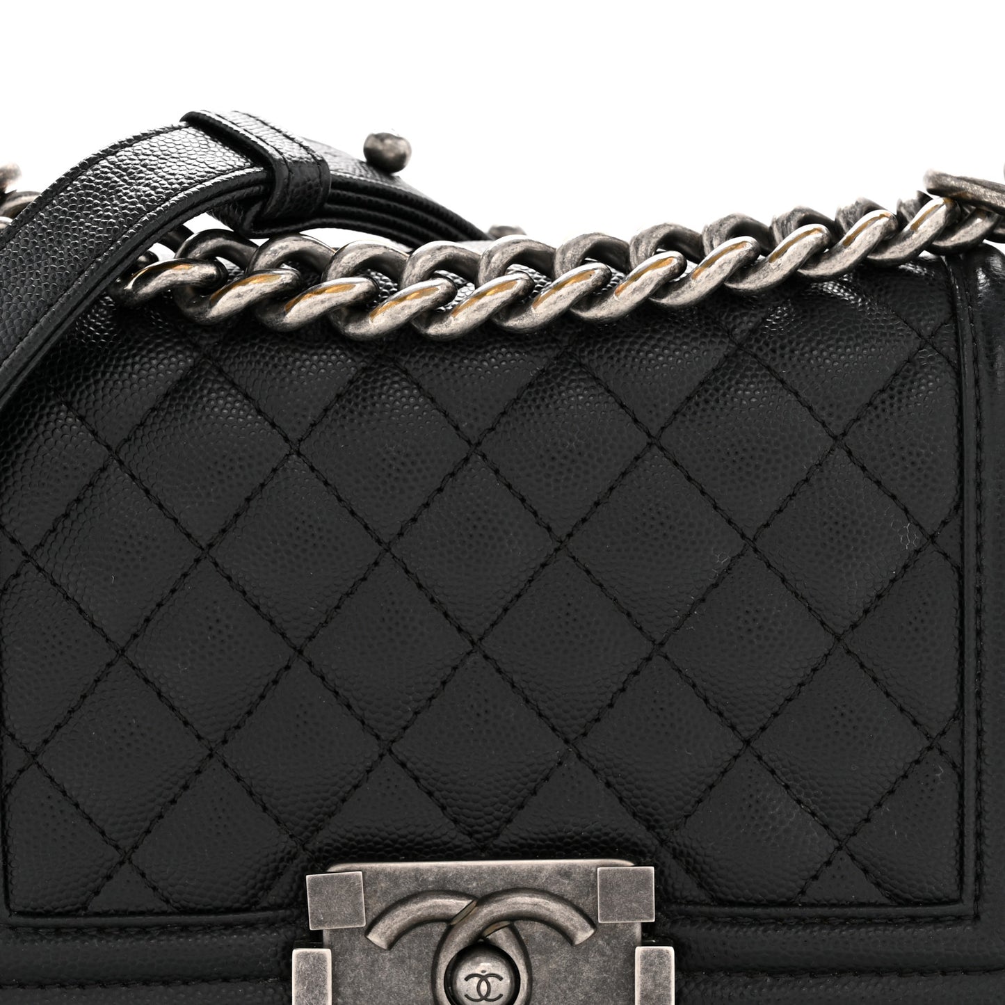 Caviar Quilted Small Boy Flap Black