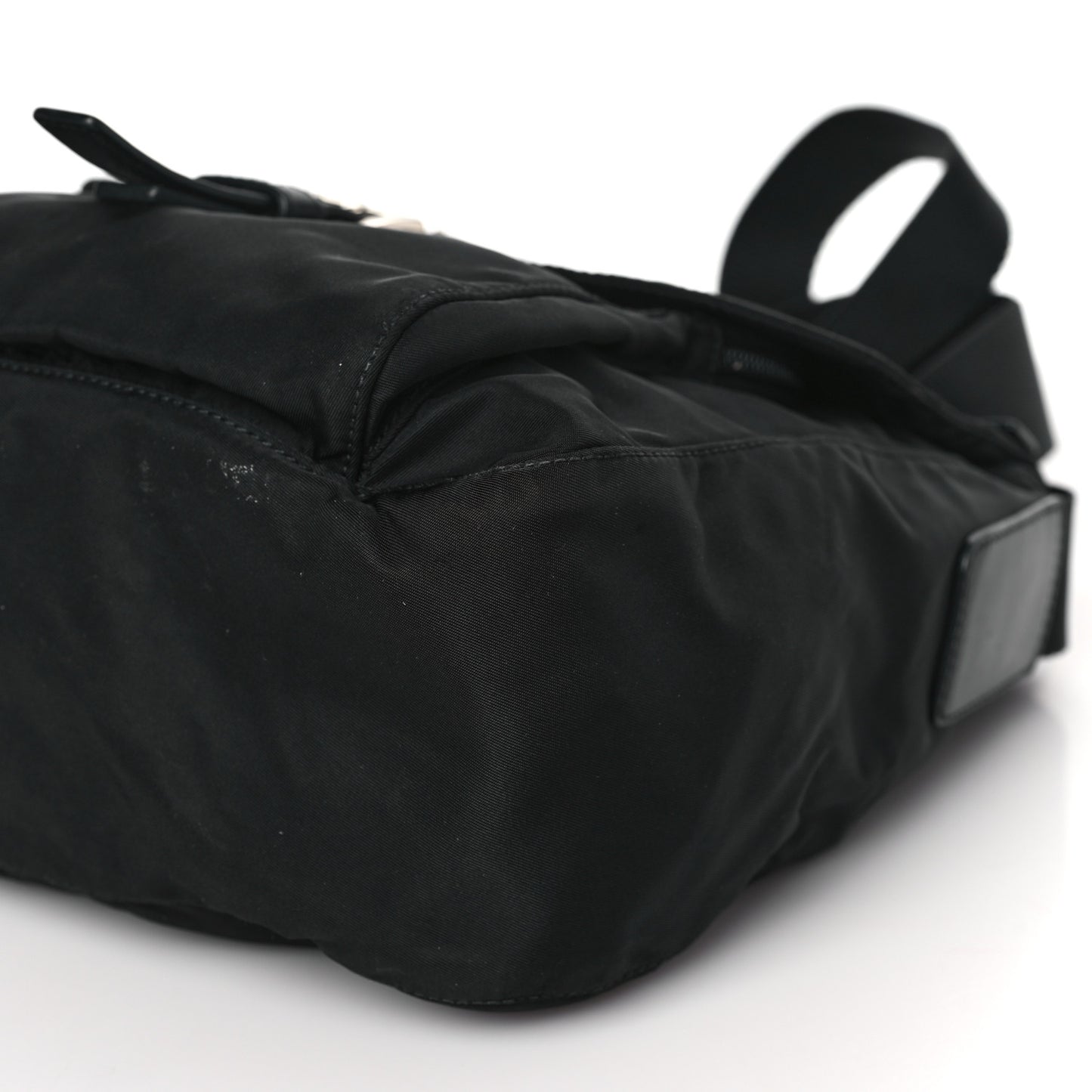 Nylon Vela Saffiano Single Buckle Messenger Shoulder Bag Black