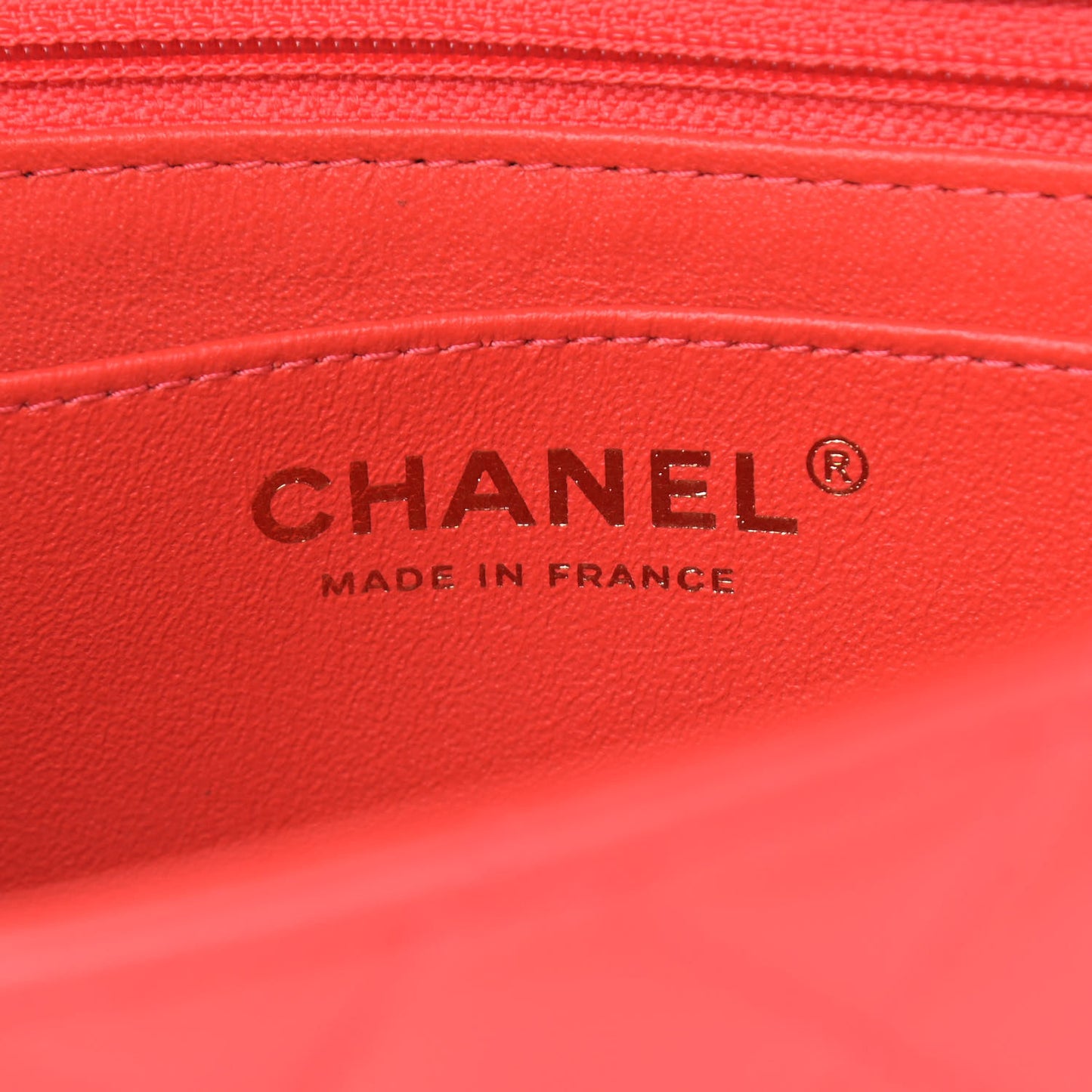 Lambskin Quilted Mini Rectangular Flap Coral