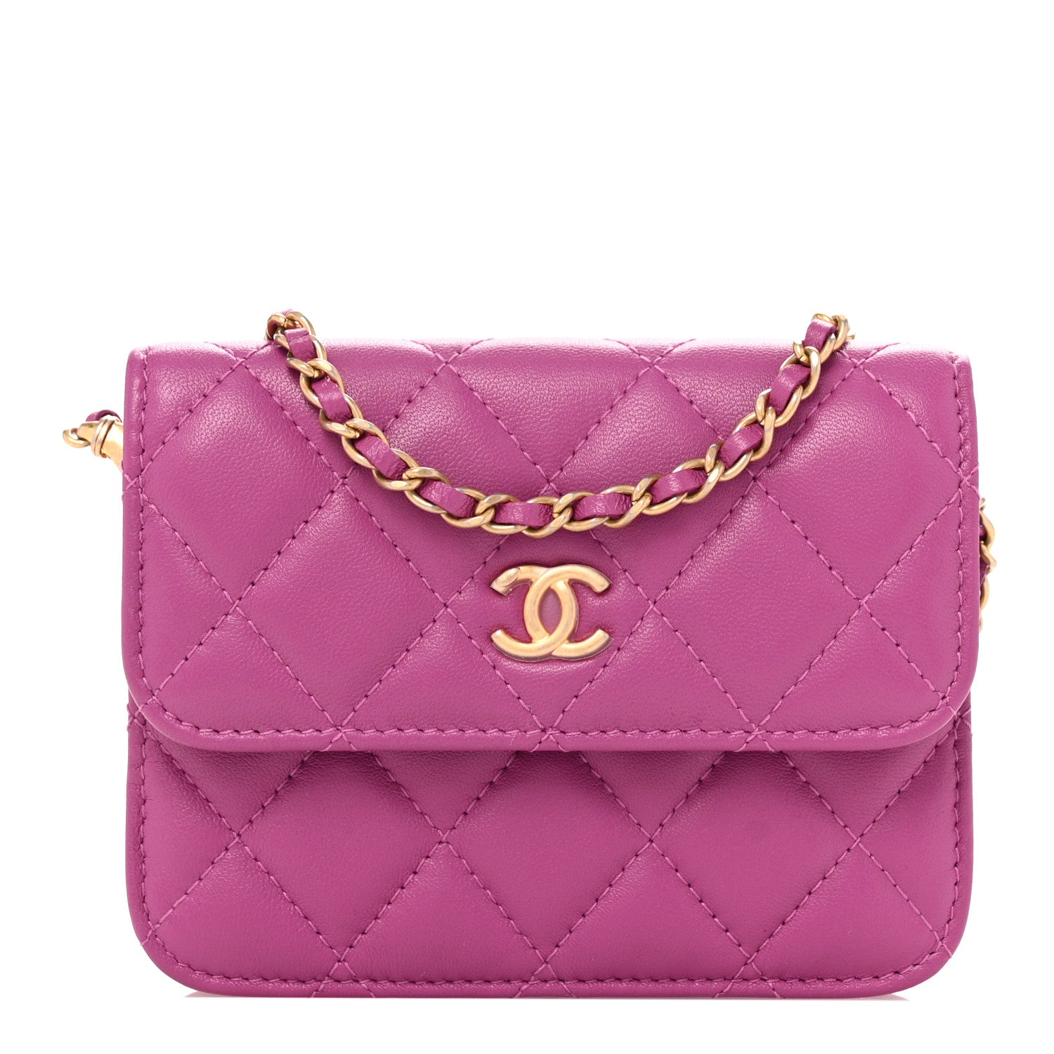 Chanel Lambskin Quilted Pearl Crush Clutch With Chain Purple 1 of 12