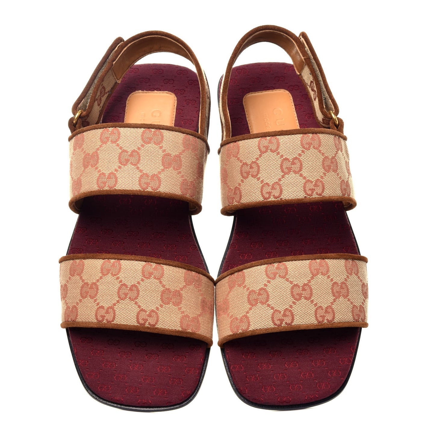 Canvas GG Monogram Mens Slingback Flat Sandals 9.5 Beige Ruggine Cuir