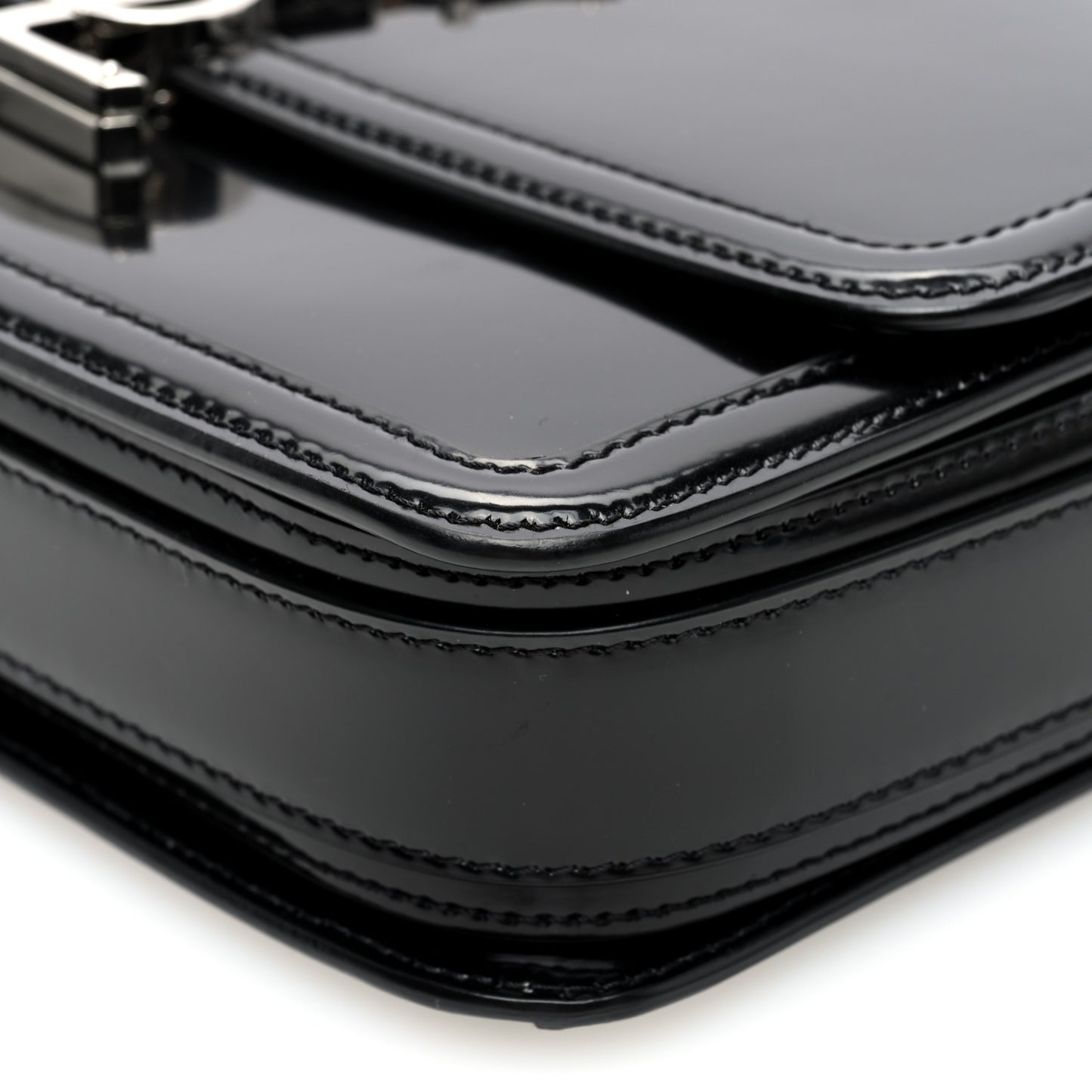 Glazed Calfskin Monogram Medium Solferino Satchel Black